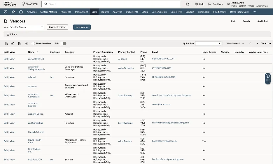 List interface — affinity-mapped observations of user behaviour patterns in operational contexts